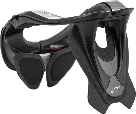 Alpinestars BNS Tech 2 helmet part in black and yellow fluo, with cool gray accents, size XS/M, designed for motorcycle helmets.