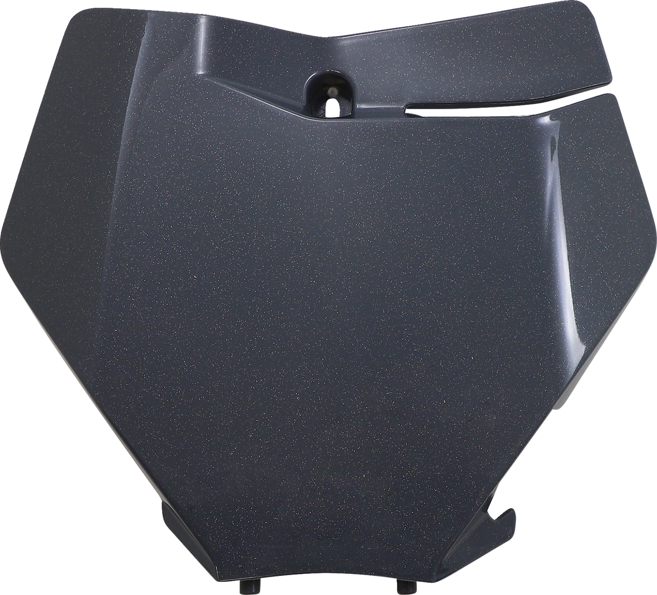 Gray Acerbis front number plate for motorcycle, designed for body fitment, with mounting holes and brand logo.