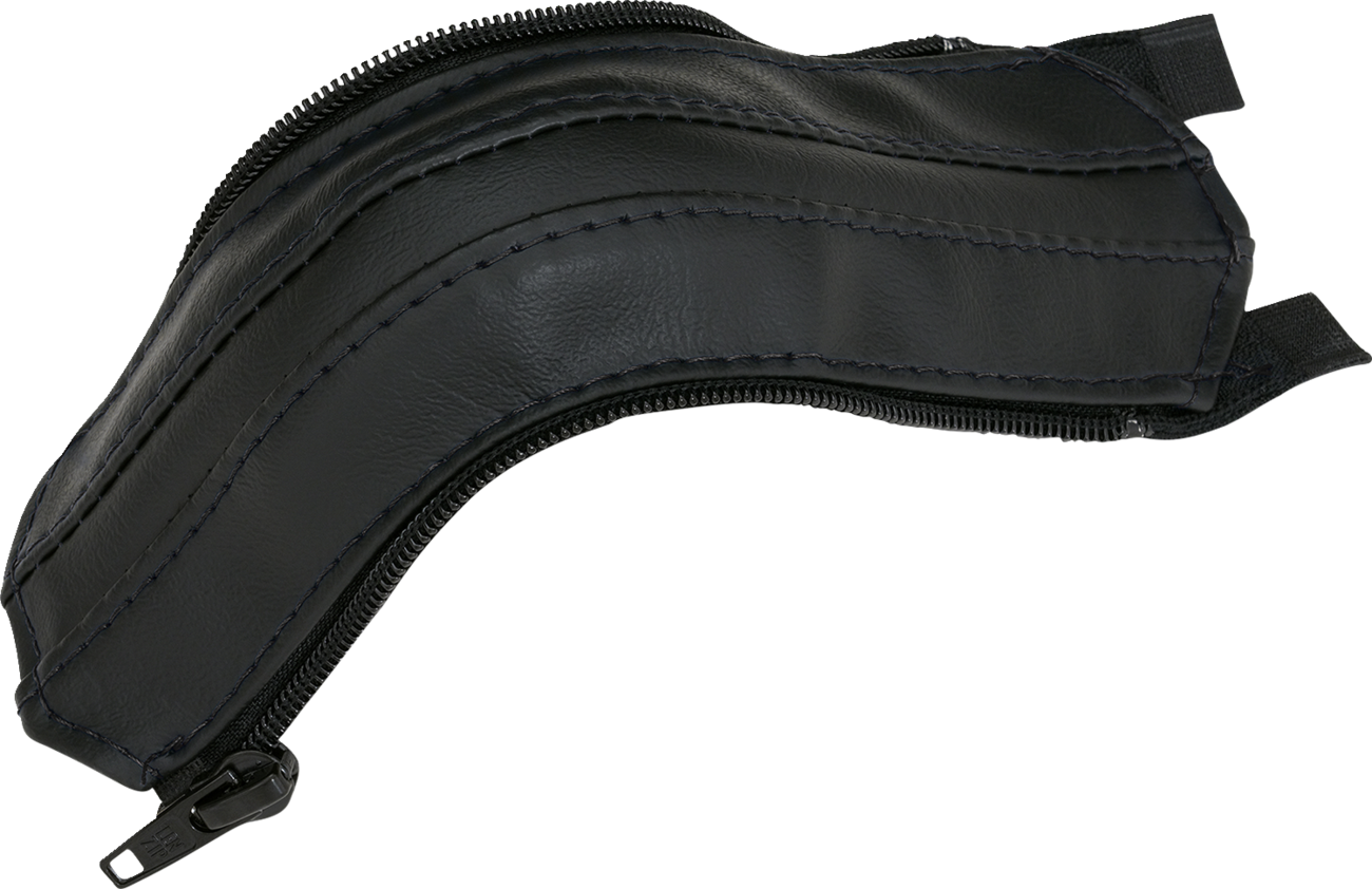 Bill's Exhausts SHOW CHROME black stitch engine grab handle cover H44-2BK with chrome finish and durable black stitching.