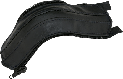 Bill's Exhausts SHOW CHROME black stitch engine grab handle cover H44-2BK with chrome finish and durable black stitching.