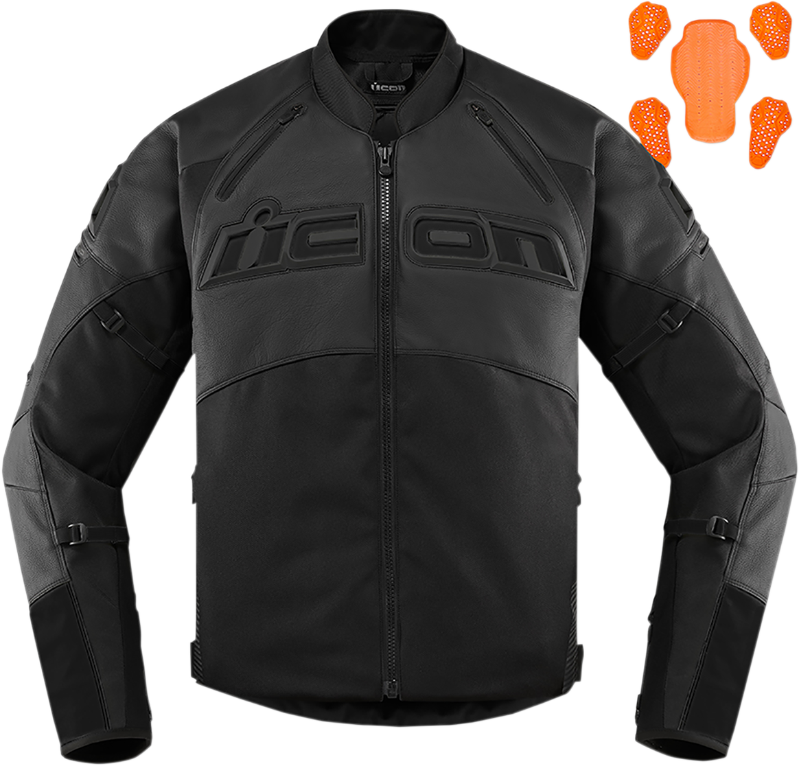 Bill's Exhausts ICON Contra2™ CE Stealth Jacket in small, featuring a sleek black design and modern motorcycle jacket style.
