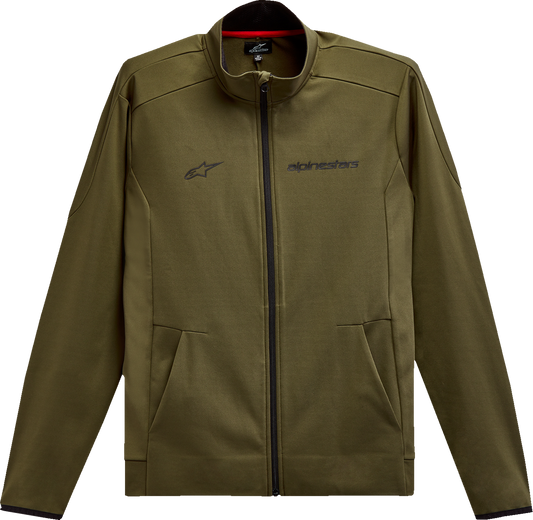 Alpinestars Progression Jacket in military green, 2XL, featuring a durable design with zippered pockets and a high collar.