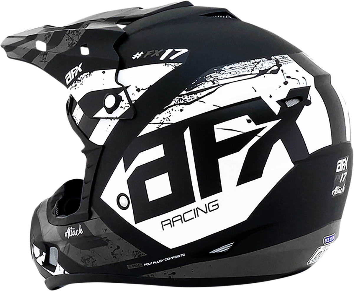 Bill's Exhausts AFX FX-17 Attack helmet in matte black and silver, XL size, with a sleek aerodynamic design.