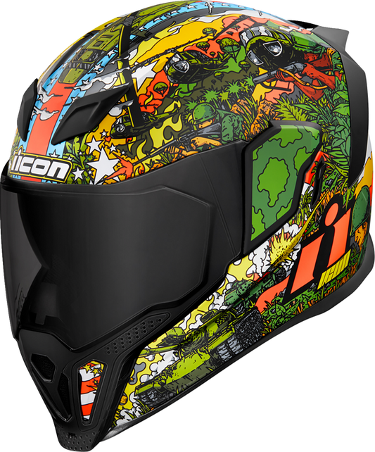 Green ICON Airflite™ GP23 helmet in large size, featuring a sleek aerodynamic design and bold graphics.