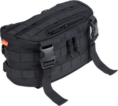 Bill's Exhausts BILTWELL Exfil-7 motorcycle bag with secure straps and durable material, designed for motorcycle storage.
