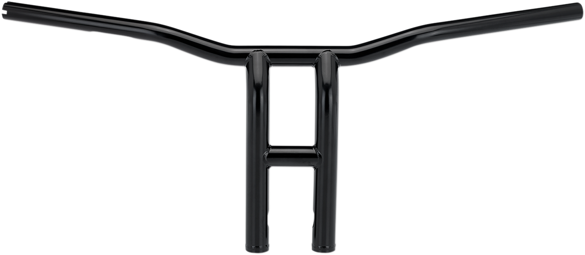 Black BILTWELL Tyson XL pullback motorcycle handlebars, 12-inch wide with a sleek handlebar design for custom bikes.