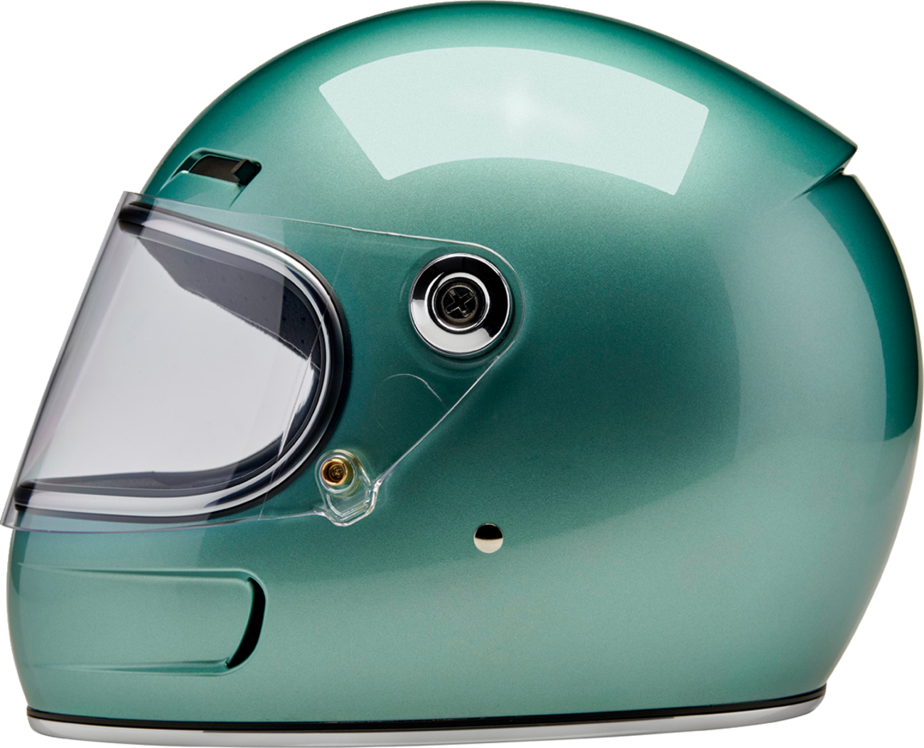 BILTWELL Gringo SV helmet in metallic seafoam with matte finish, medium size, featuring a full-face design and sleek style.
