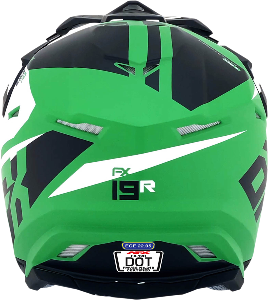 Matte green AFX FX-19R racing helmet in medium size, featuring aerodynamic design and secure chin strap.