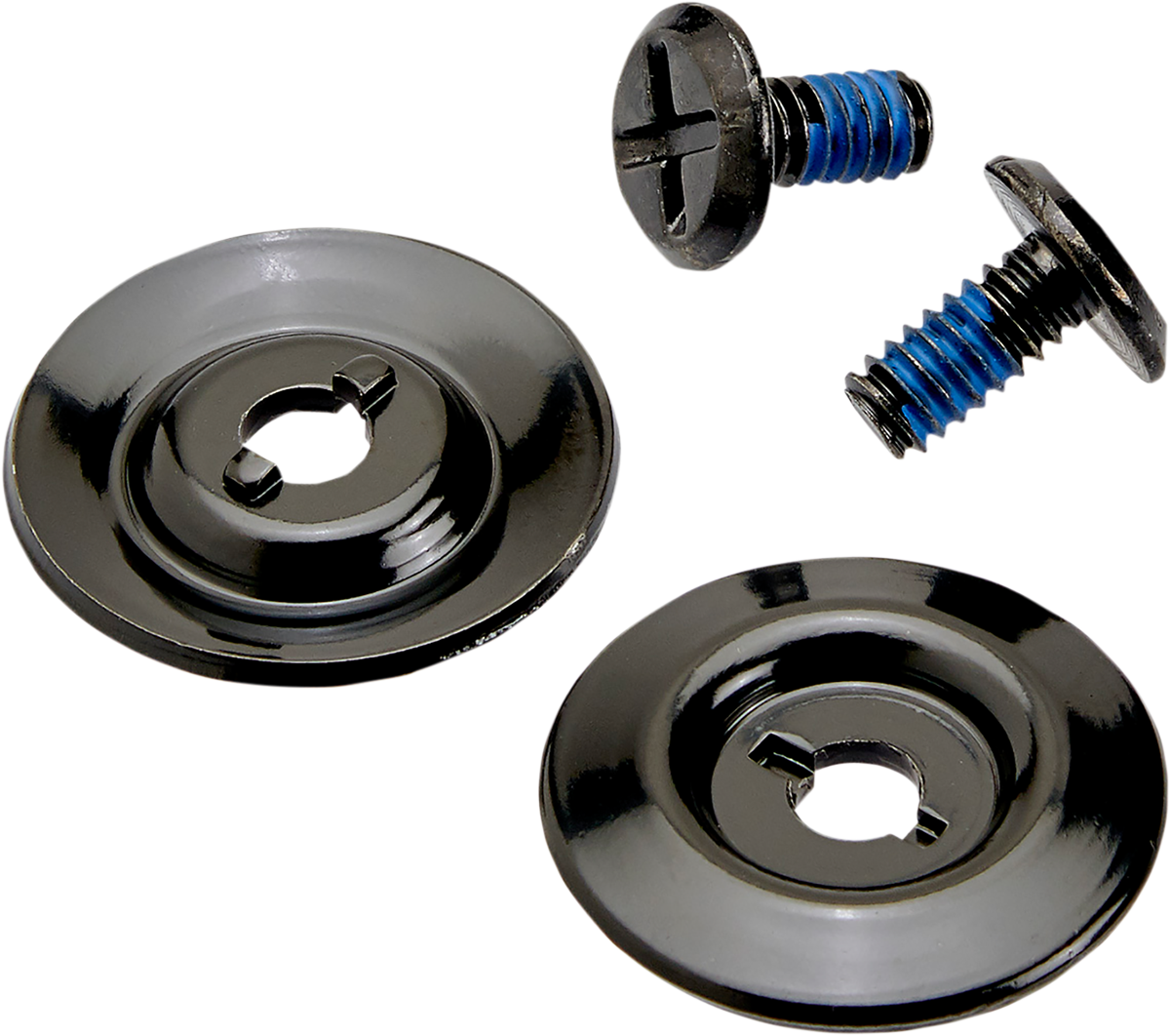 Black BILTWELL Gen 2 hardware kit with screws and baseplate for helmet parts, shown with metal components and mounting details.