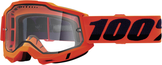 100% Accuri 2 Enduro MTB Goggles - Neon Orange - Clear 50016-00004 - Howling Moto