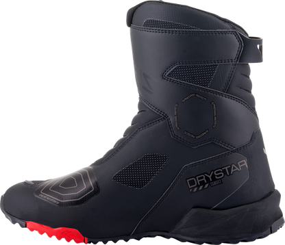 Alpinestars Stella RT-7 Drystar boots in black, US 3.5, showing ankle support and rugged sole for motorcycle riding.