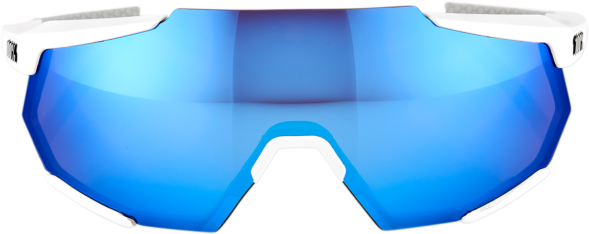 100% Racetrap Sunglasses - Matte White - Blue Mirror Lens 61037-000-75 - Howling Moto
