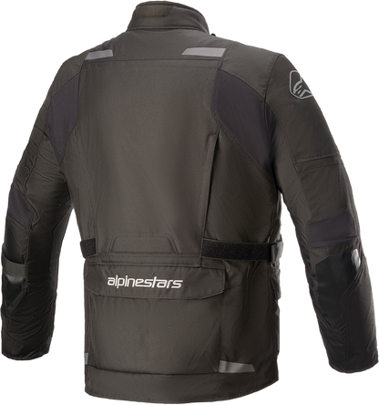 Alpinestars Andes v3 Drystar® motorcycle jacket in black, 4XL size, with protective padding and waterproof features.