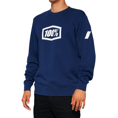 100% Icon Long-Sleeve Fleece Sweatshirt - Navy - XL 20026-00018 - Howling Moto