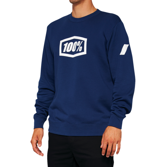 100% Icon Long-Sleeve Fleece Sweatshirt - Navy - XL 20026-00018 - Howling Moto