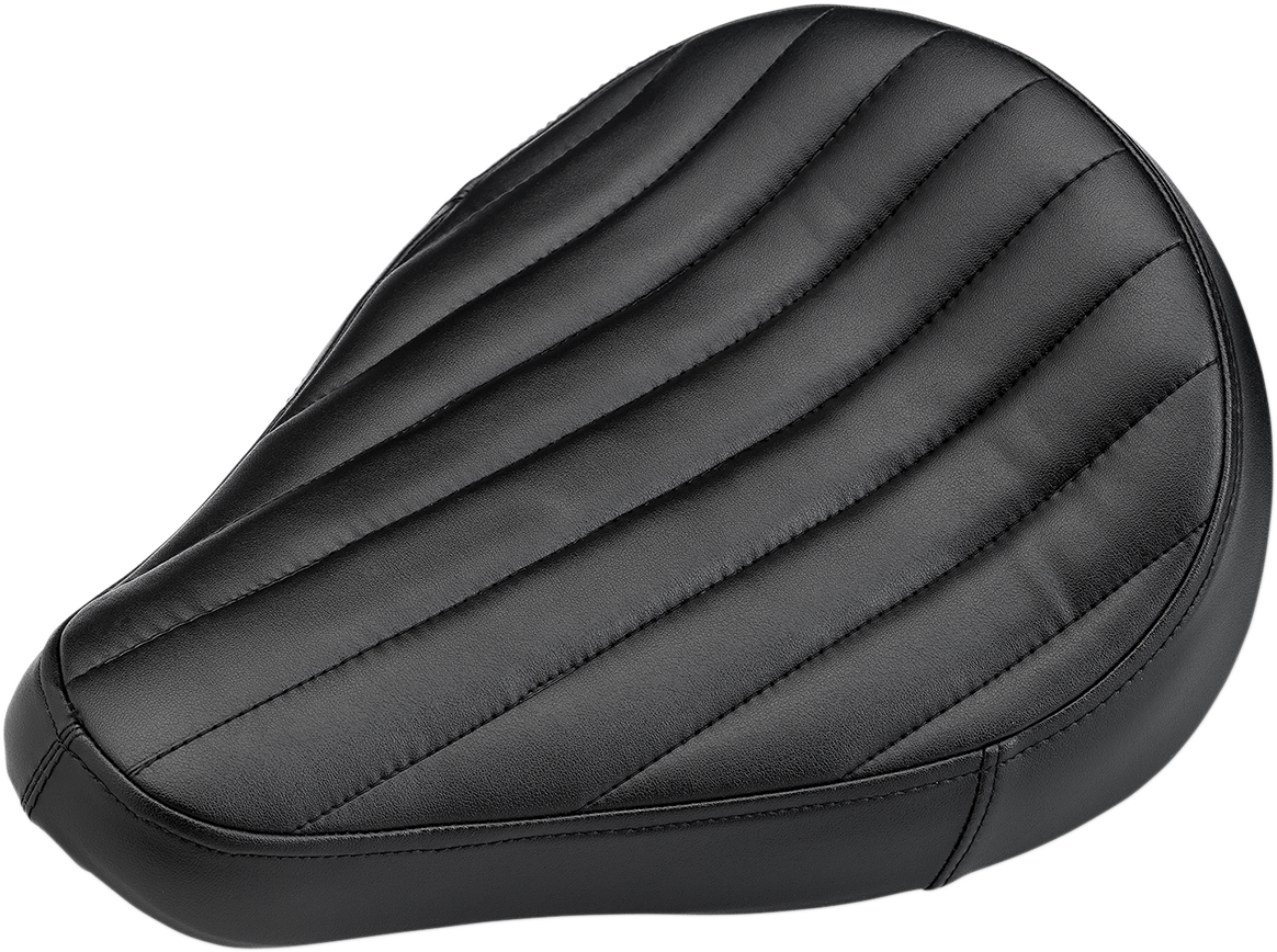 Black BILTWELL Midline Seat with Tuck and Roll design, motorcycle seat showing detailed stitching and sleek shape.