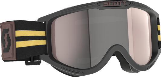Scott 89X Era goggles in black and beige with silver chrome lenses, designed for motorcycle or motocross riding.