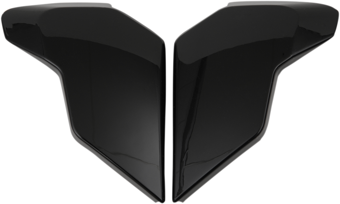 Gloss black ICON Airflite™ side plates for helmets, designed as replacement parts from Bill's Exhausts.