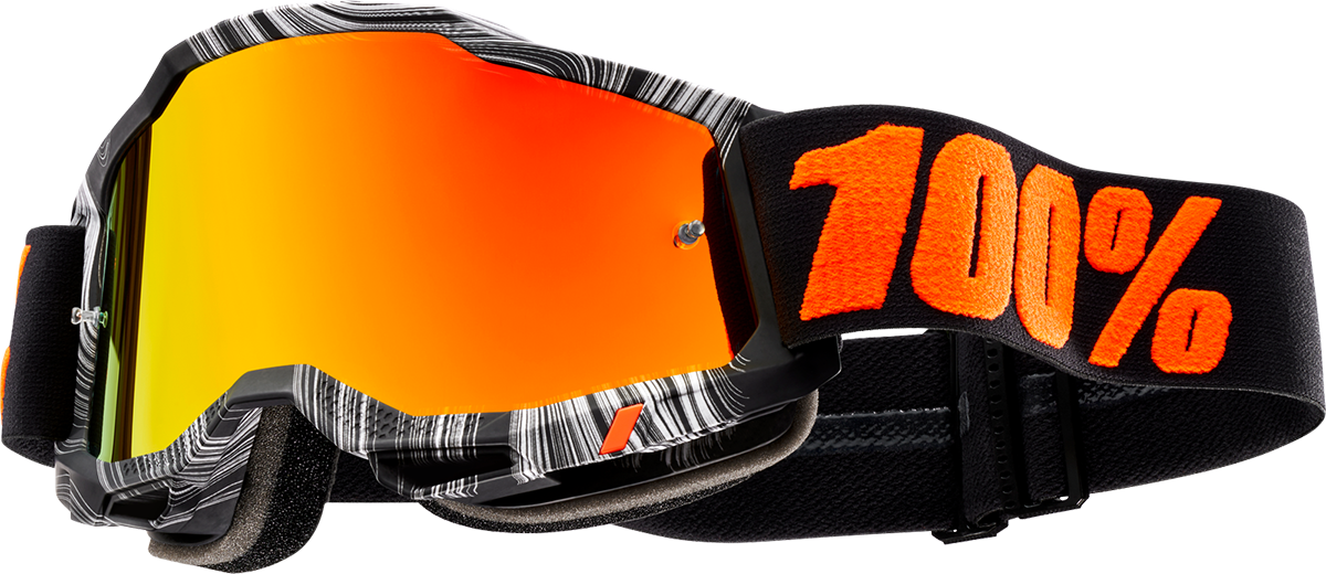 Bill's Exhausts Accuri 2 Goggles with red mirror lenses, featuring sleek frame and adjustable straps for secure fit.