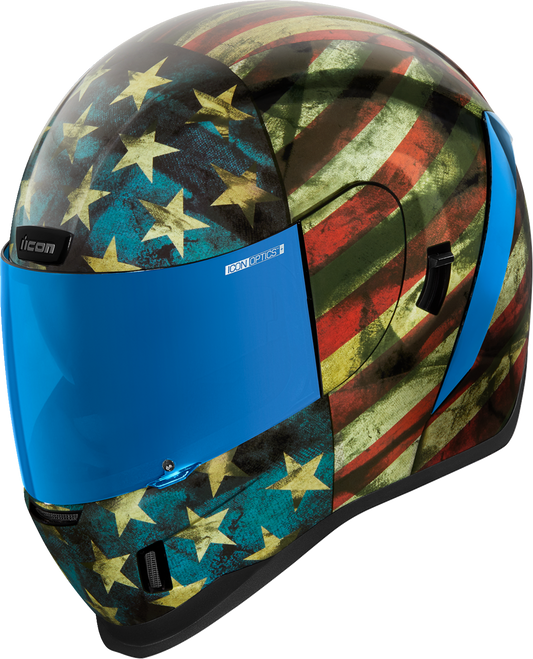 Bill's Exhausts ICON Airform™ Helmet in Old Glory design, 2XL size, featuring a sleek helmet with patriotic flag artwork.