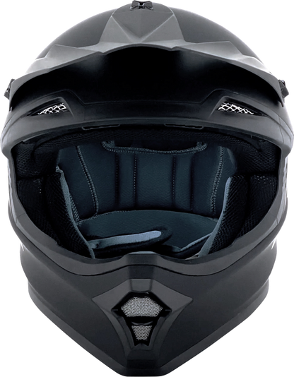 Matte black AFX FX-15 motorcycle helmet in XL size, featuring a sleek aerodynamic design and clear visor.