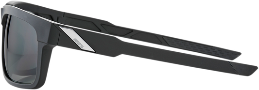 Bill's Exhausts 100% Type-S sunglasses in black with smoke lenses, stylish and lightweight eyewear for outdoor use.