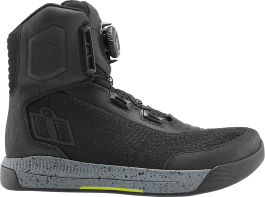 Bill's Exhausts ICON Overlord™ Vented CE Boots in black, size 8.5, featuring protective design and sturdy construction.