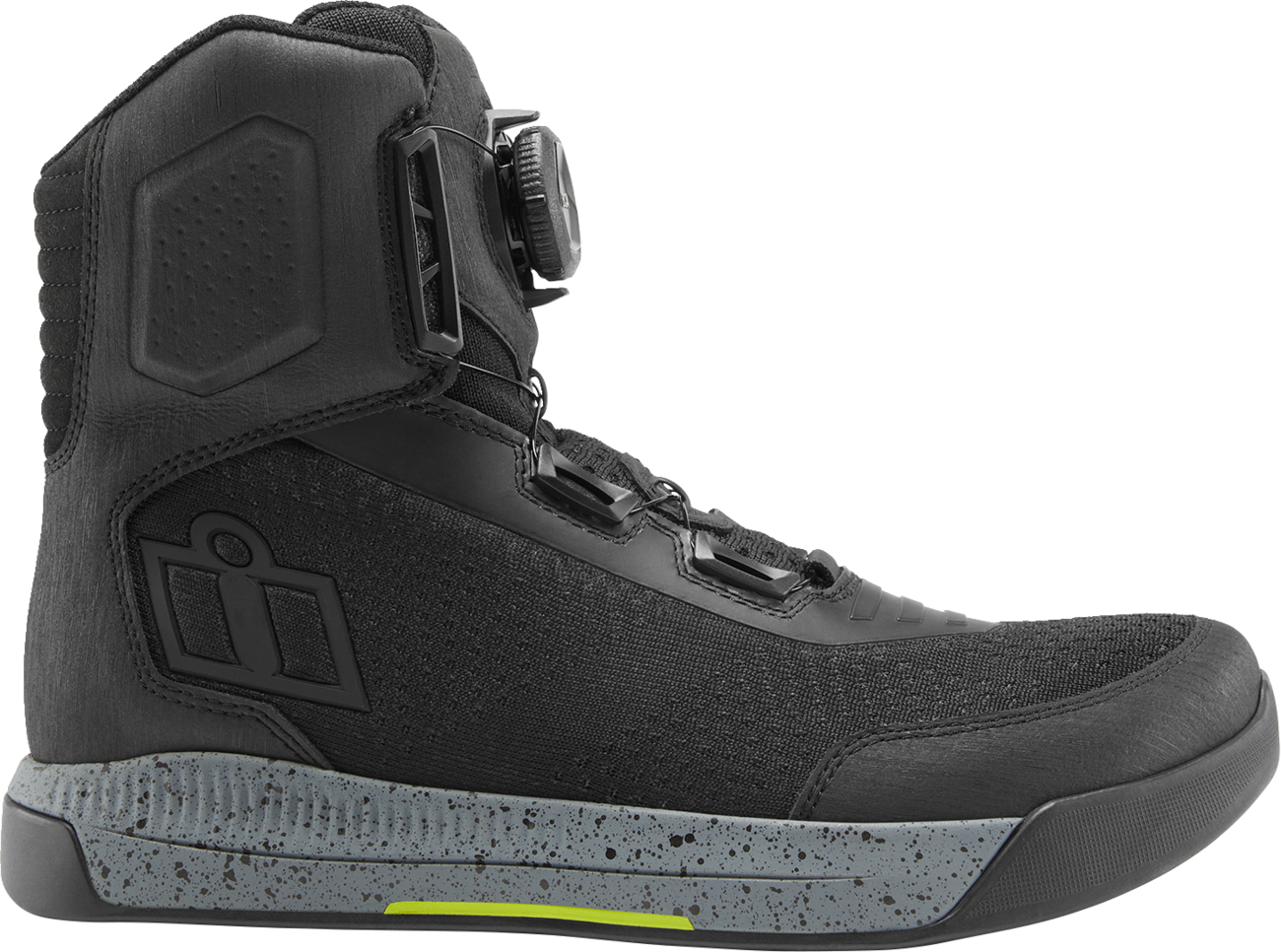 Black ICON Overlord™ Vented CE motorcycle boots by Bill's Exhausts, size 9, showing reinforced toe and vented design.