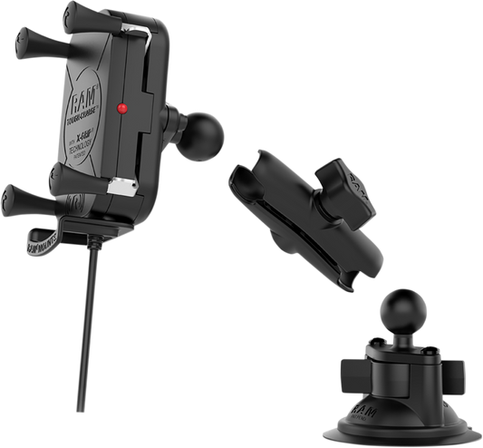 Bill's Exhausts RAM MOUNTS Tough-Charge wireless waterproof device holder with suction cup mount for engine use.