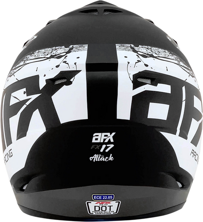 Bill's Exhausts AFX FX-17Y Attack helmet in matte black and silver, large size, featuring a sleek aerodynamic design.