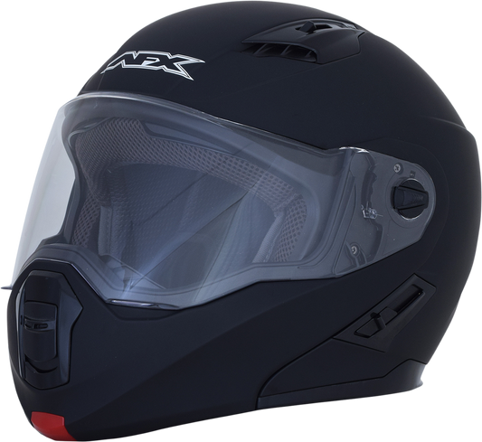 Matte black AFX FX-111 motorcycle helmet in 2XL size, featuring a sleek, aerodynamic design with secure chin strap and ventilation.