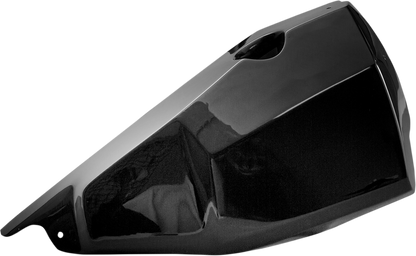 Bill's Exhausts SADDLEMEN Ronan oil tank and battery cover for motorcycle seat, with detailed black finish and mounting points.