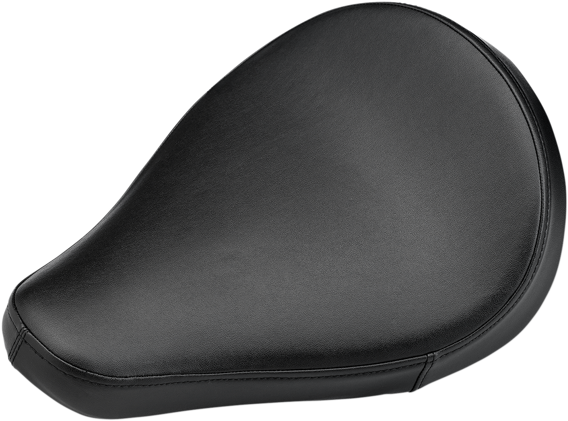 Black BILTwell Midline Seat for motorcycles, smooth finish, shown from a side angle with mounting hardware visible.