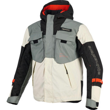 Alpinestars waterproof jacket with fur lining in gray, black, and ice colors, designed for outdoor wear.