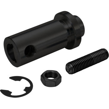 Bill's Exhausts SHOW CHROME shift knob adapter for Slingshot, close-up of shiny chrome car part on a motor vehicle.