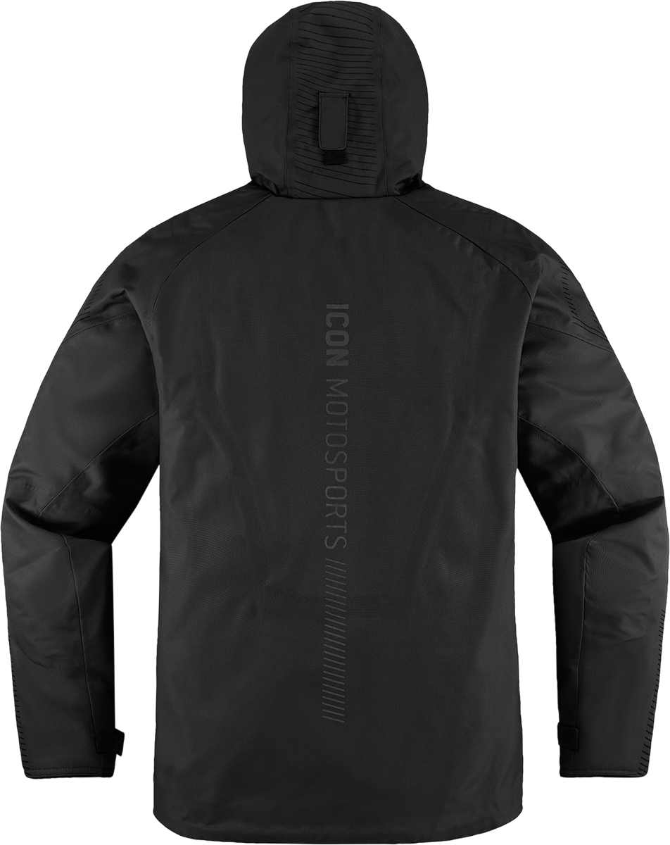 Black ICON PDX3™ Jacket in XL from Bill's Exhausts, showing the front view with zipper and logo details.