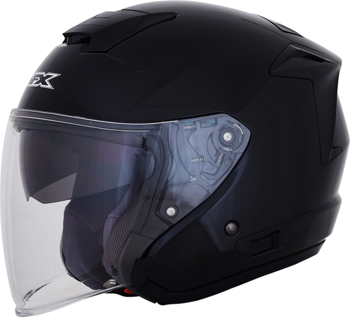 Gloss black AFX FX-60 helmet in large size, featuring sleek design and clear visor, by Bill's Exhausts.