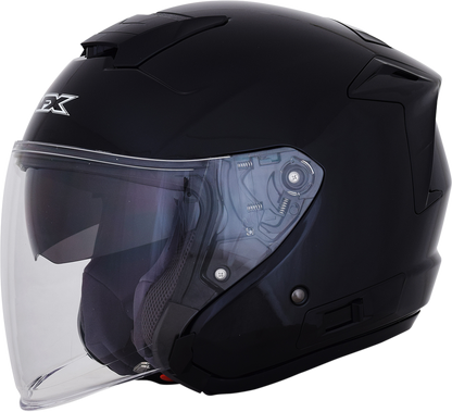 Gloss black AFX FX-60 helmet in large size, featuring sleek design and clear visor, by Bill's Exhausts.