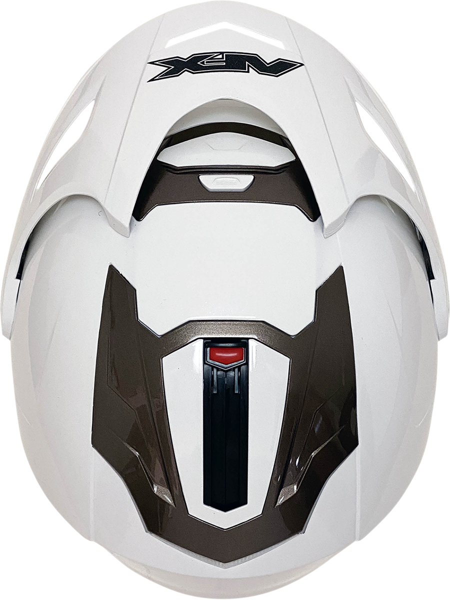 Pearl white AFX FX-50 motorcycle helmet in medium size, featuring a sleek design and clear visor.