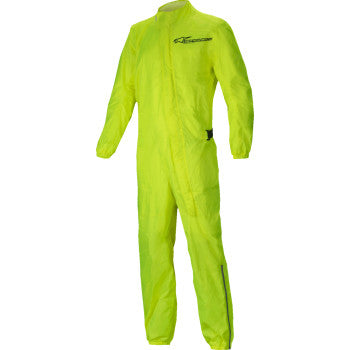 Alpinestars Hurricane v2 yellow fluo rainsuit in medium size, waterproof motorcycle rainsuit with reflective accents.