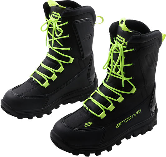 Hi-viz replacement laces for ARCTIVA Advance motorcycle boots, size 8-9, from Bill's Exhausts, shown threaded through boot eyelets.