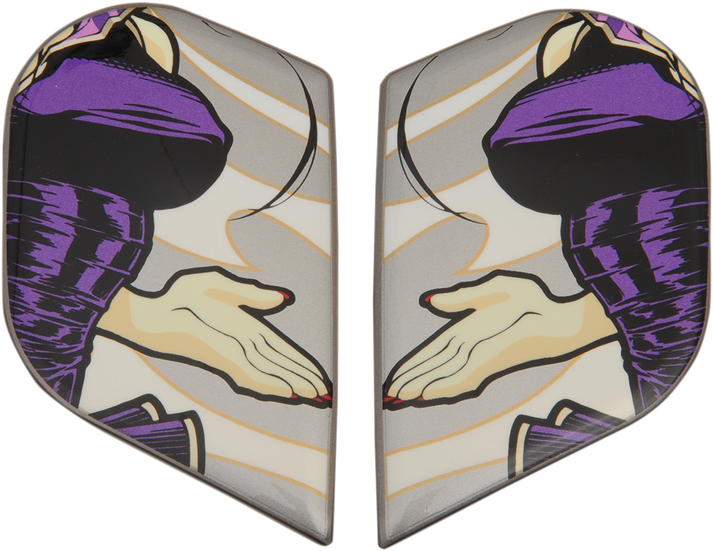 Silver ICON Alliance GT™ side plates for helmets, model DL18, with part number 0133-1069, shown on a helmet part.