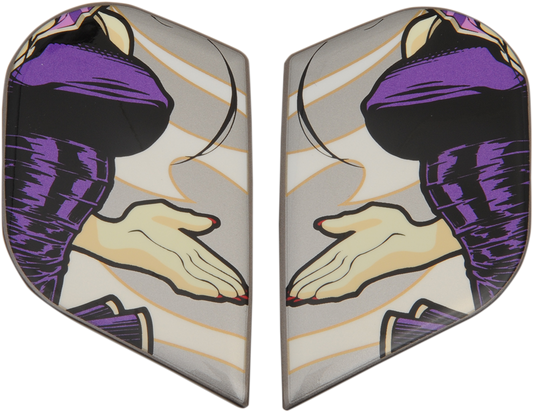 Silver ICON Alliance GT™ side plates for helmets, model DL18, with part number 0133-1069, shown on a helmet part.