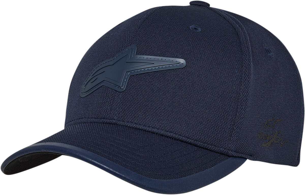 Alpinestars Astound Tech Hat in navy, large/XL size, featuring breathable design and sporty style for motorcycle or casual wear.