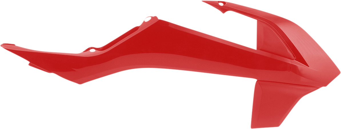 Red ACERBIS radiator shroud for motorcycle body, designed to fit ACERBIS models, with a sleek, aerodynamic appearance.