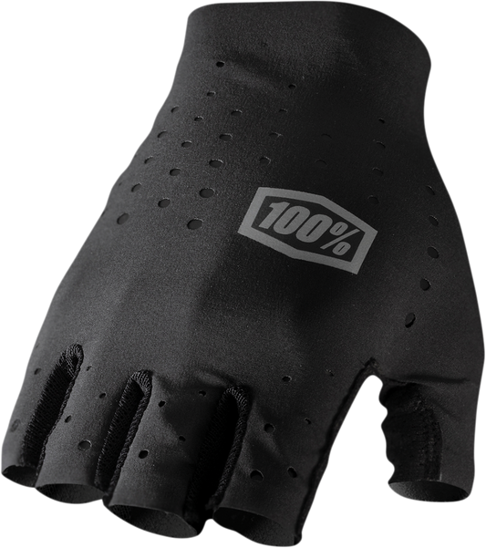 Black 100% Sling Short Finger Gloves in XL size by Bill's Exhausts, showing the gloves with open fingers and snug fit.