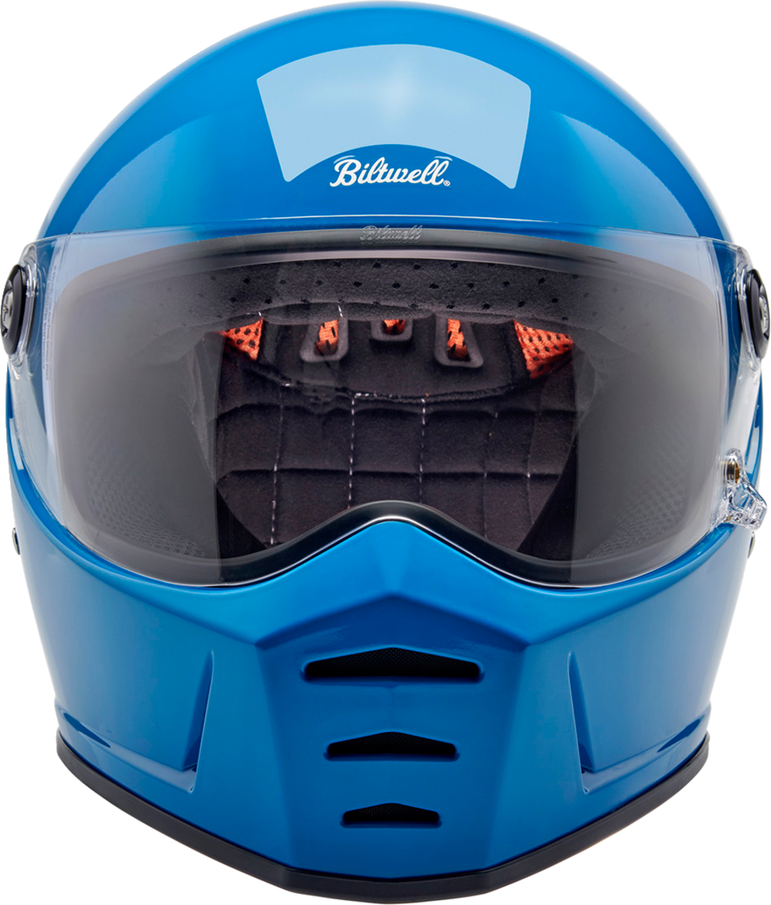 Biltwell Lane Splitter helmet in glossy Tahoe Blue, large size, with smooth finish and classic motorcycle helmet design.