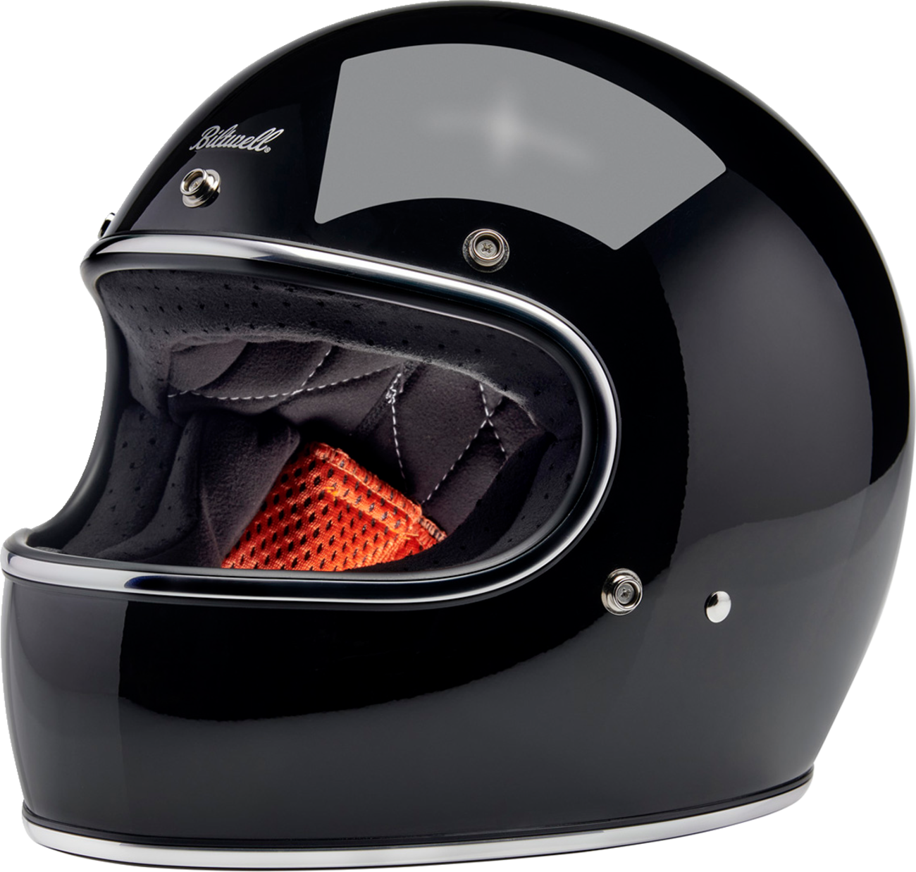 Gloss black BILTWELL Gringo S motorcycle helmet with large size, featuring a sleek, streamlined design and secure fit.