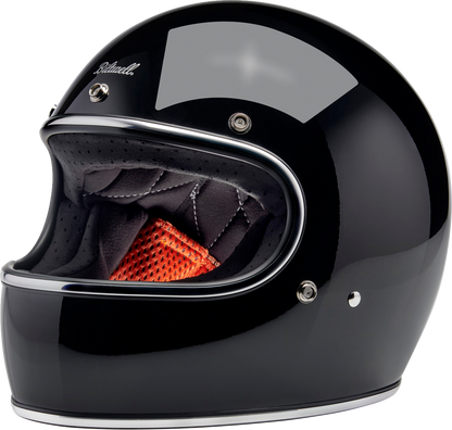 Gloss black BILTWELL Gringo S motorcycle helmet with large size, featuring a sleek, streamlined design and secure fit.