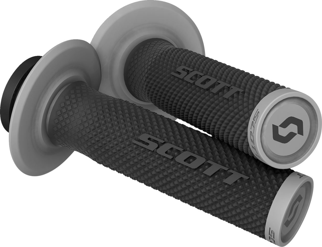 Scott SX II Lock-On grips for motorcycle handlebars in black and gray, designed for secure handling and comfort.